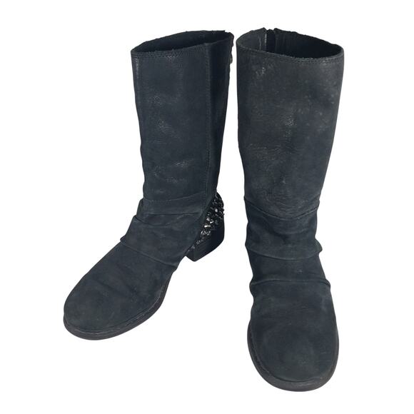 REBA! BLACK GENUINE LEATHER & SUEDE JEWELED & STUDDED MOTO ANKLE BOOTS! SZ 6M - Picture 2 of 12